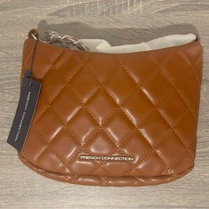 French Connection Quilted Leather Bag in Brown